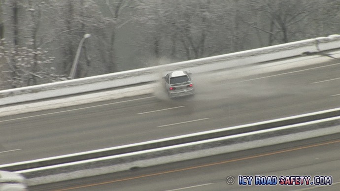 Spinout on icy bridge