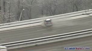 Spinout on icy bridge