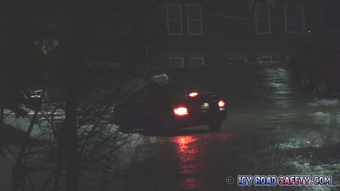 Spinout on icy brick street