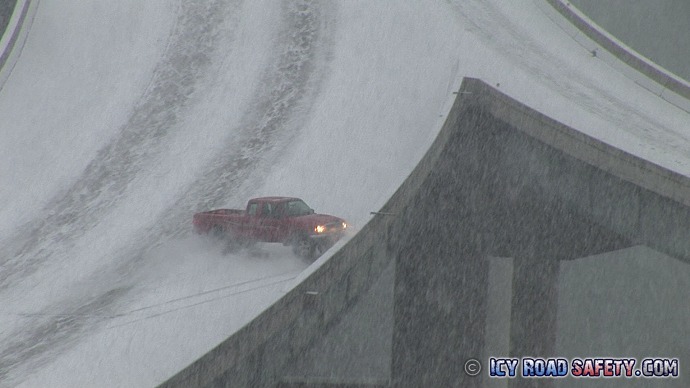 Accident on icy bridge