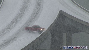 Crash impact on icy bridge