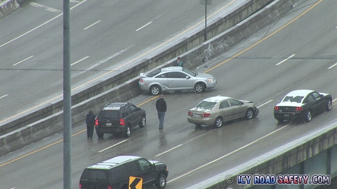 Spinout on icy bridge